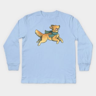 Running Golden Retriever Kids Long Sleeve T-Shirt